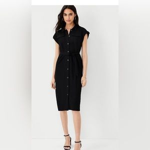 Ann Taylor XS Belter Shirtdress Black